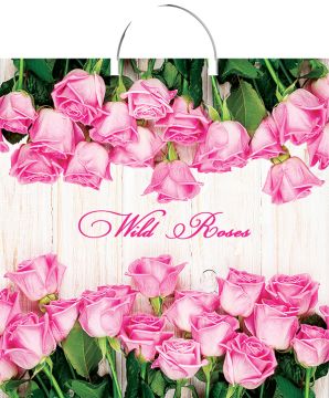 Пакет с пластмассовыми ручками (40х44)-100 Дикие розы Тико 10/100