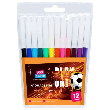 Фломастеры 12цв ПВХ европодвес ArtSpace Футбол 1/12