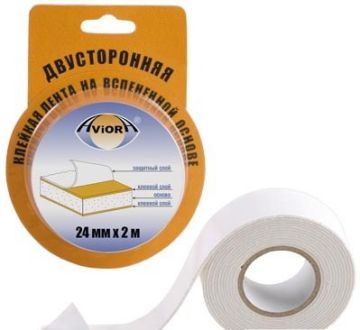 Клейкая лента 2-стор вспененная 24х2 блистер Aviora 1/30/180