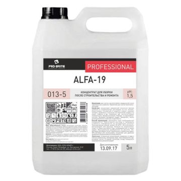 Средство для уборки после строительства 5л PRO-BRITE ALFA-19 кислотное концентрат 1/4