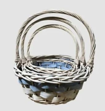 Корзина плетеная 27х27х31см белый/голубой плетеная ива S 1/1