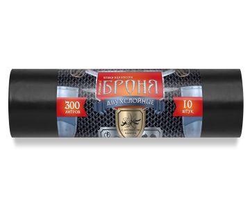Мешок для мусора 300л рулон ПВД (105х150)-60 черный БРОНЯ ПРЕМИУМ 2-сл 175г Ромашка (10шт) 1/6