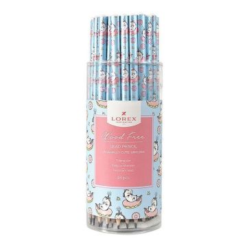 Карандаш ч/гр НВ заточенный трехгранный LOREX WOOD FREE ILLEGALLY CUTE.UNICORN 1/48