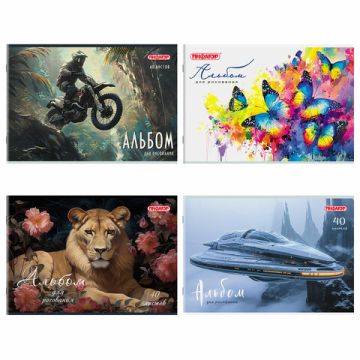 Альбом для рисования 40л А4 скоба обложка офсет Микс ПИФАГОР 1/8/40