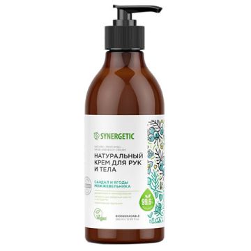 Крем для рук и тела 380мл с дозатором Сандал и ягоды можжевельника SYNERGETIC 1/3 