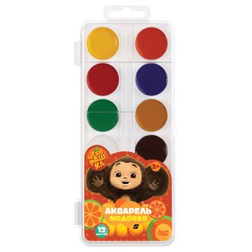 Краски акварельные 12цв медовые Чебурашка Мульти-Пульти 1/12