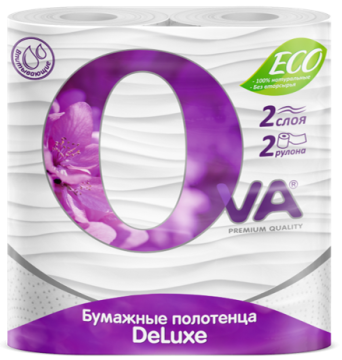 Полотенца бумажные бытовые рулон 2-сл 2шт х12м OVA 1/24