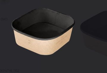 Контейнер бумажный 690мл 145х145х51мм крафт ламин OSQ SMART BOWL BLACK WOOD 690 (кр473564) 45/360 