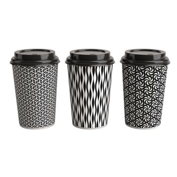 Стакан бумажный для горячего 350мл d-90 Паттерн МИКС 50/800