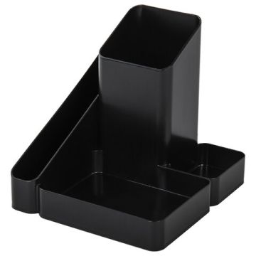 Подставка-органайзер 115х122х111мм 4 отделения черная BRAUBERG OFFICE STYLE 1/12