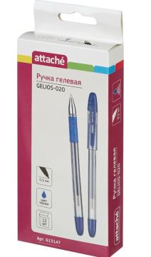 Ручка гелевая синяя 0,5мм Attache Gelios-020 1/12