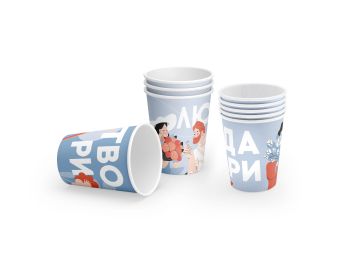 Стакан бумажный для горячего 350мл d-90 Весна синий 50/1000 