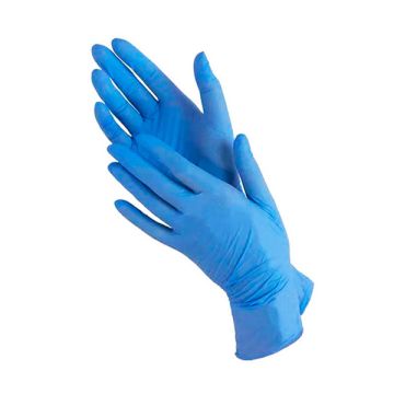 Перчатки смотровые нитриловые неопудренные ЭМ голубые S 50/500