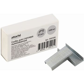 Скобы №24/6 1000шт оцинкованные Attache 1/10/500