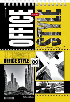 Блокнот 80л А5 131х198мм клетка гребень жесткая подложка обл мел.картон Office Style Хатбер 1/4/56