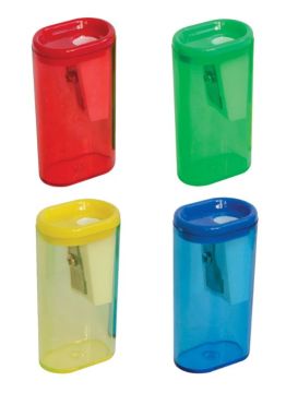 Точилка 1 отверстие пластиковая ассорти с контейнером ArtSpace 1/12