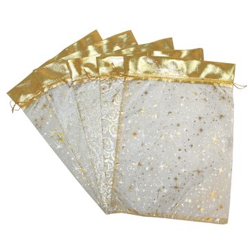 Подарочный мешок текстильный ОРГАНЗА ЗОЛОТО МИКС 20х30см 50/250