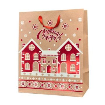 НГ Пакет подарочный крафтовый (26,4х32,7х15) НГ Сказка 1/120