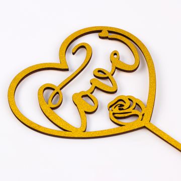 Топпер для торта Сердце с блестками 1/20