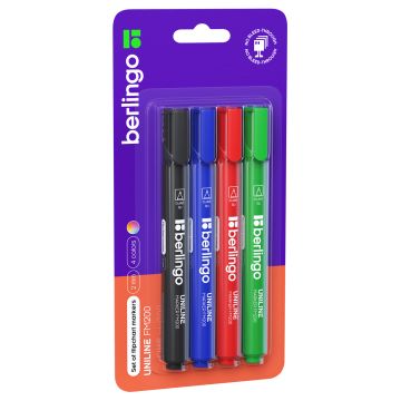 Маркеры для флипчарта НАБОР 4шт 2,0мм пулевидные блистер  Berlingo Uniline FM200 1/12