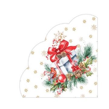 НГ Салфетки 3-сл d 32 см  Rondo Подарок на новый год (12) 1/15