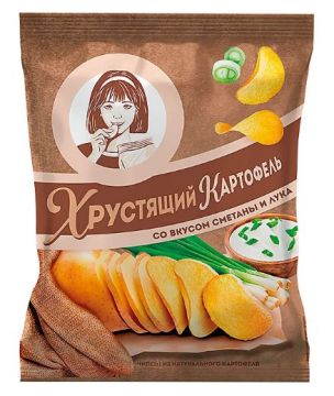 Продукты, Хрустящий картофель чипсы со вкусом сметаны и лука произведены из свеж картофеля 70 г 1/20