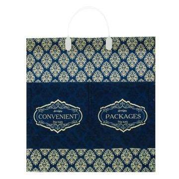 Пакет с пластмассовыми ручками (37х37+10) Узоры с карманами 10/50