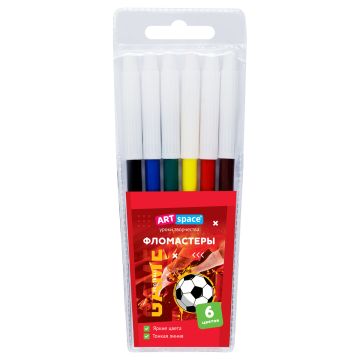 Фломастеры 06цв ПВХ европодвес ArtSpace Футбол 1/24