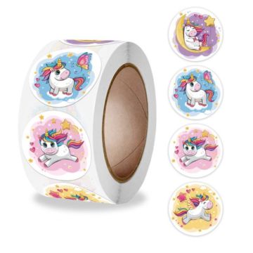 Наклейки для цветов и подарков Единорог 2,5х2,5см (500шт) 1/200