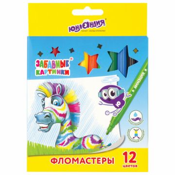 Фломастеры 12цв вентилируемый колпачок ЮНЛАНДИЯ Забавные картинки 1/12/144