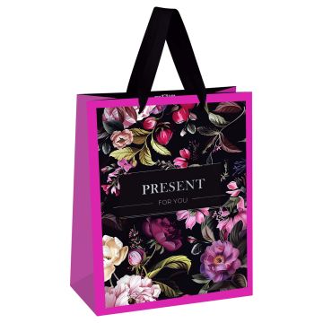 Пакет подарочный бумажный (26х32х12) матовый MESHU Floral present 1/12