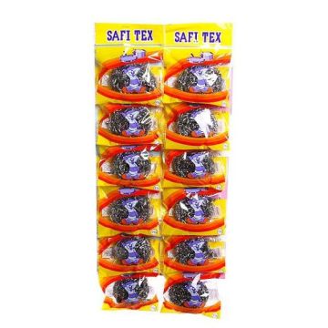 Мочалка для посуды стружка S-980В SafiTex на листе (12шт) б/н 1/6/60