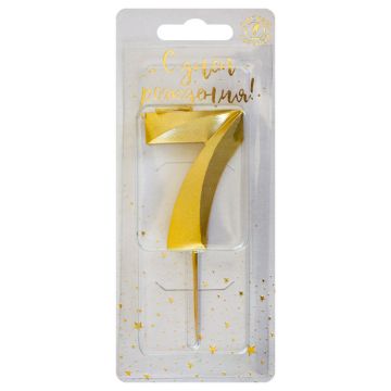Свеча для торта Золотая витая Цифра 7 1/30