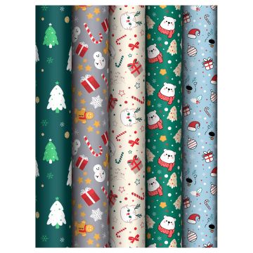 НГ Бумага подарочная 70х100см 80г/м глянец ассорти NY Mood 1/50