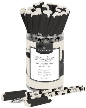 Ручка шариковая масляная синяя 0,5мм корпус прорез. LOREX NAUGHTY CAT 1/24