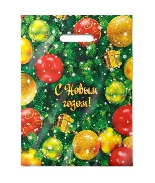 НГ Пакет с вырубной ручкой (30х40)-30 ПВД Ёлка 50/1000