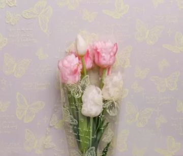 Ролик 70см х8м пленка полипропилен с рисунком Бабочки желтый 1/10