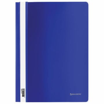 Папка скоросшиватель с прозр верхн лист BRAUBERG А4 синий 1/25/400