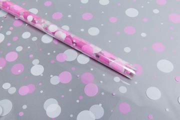 Ролик 70см х8м пленка полипропилен с рисунком Серпантин бело-розовая 1/10