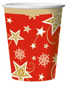 Стакан бумажный 250мл Звезды на красном 10шт 1/48
