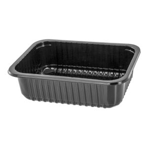 Лоток под запайку 187х137х63 черный ПП 400мл с ребрами ЭУ 510/510  