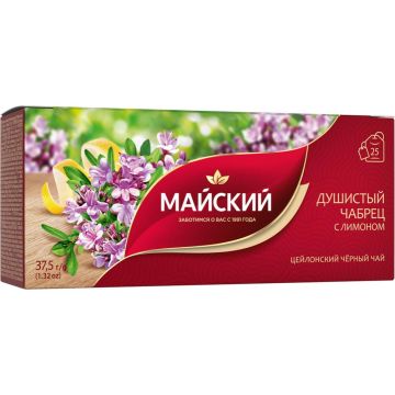Продукты, Чай Майский черный Душистый чабрец с лимоном 25 пак 1/1