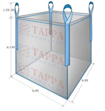 БИГ-БЕГ контейнер МКР 95х95х130 см 1,3м3  четырехстропный верх- открытый, низ-глухой 1/25