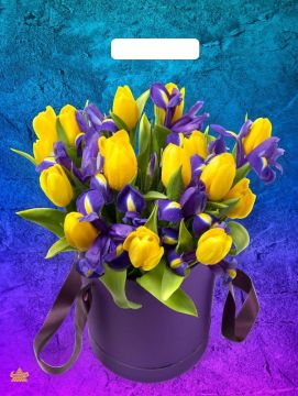 Пакет с вырубной ручкой (31х40)-60 Желтые тюльпаны ламинат Тико 50/500