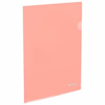 Папка-уголок А4 непрозр. жесткая персиковая 0,15мм BRAUBERG PASTEL 1/50