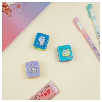 Точилка 1 отверстие пластиковая ассорти Bubble firneds Meshu 1/24