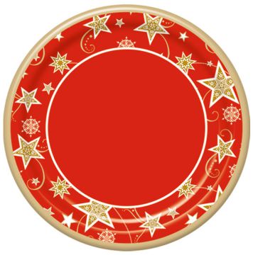 Тарелка бумажная d-230мм Звезды на красном 10шт 1/48