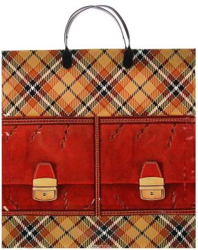 Пакет с пластмассовыми ручками (36х35+10) Портфель с карманами 10/50