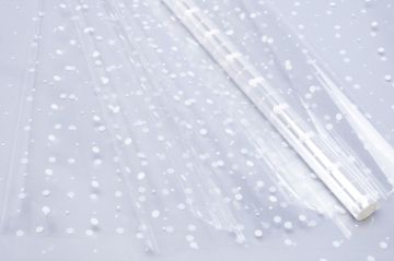 Ролик 70см х8м пленка полипропилен с рисунком Горошины белые 1/10