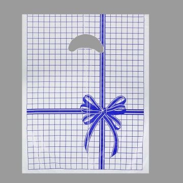 Пакет с вырубной ручкой (22х30)-12 Клетка синяя мини  100/5000